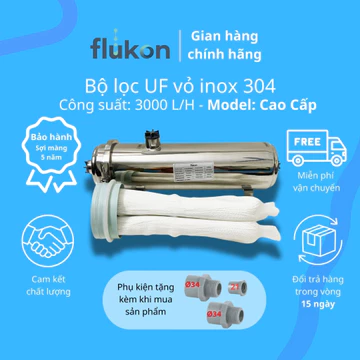 Máy Lọc Nước UF 3000L/H Lọc Nước Đầu Nguồn Nước Máy, Nước Giếng Khoan Sợi R-PVDF Siêu Dai,Vệ Sinh Dễ