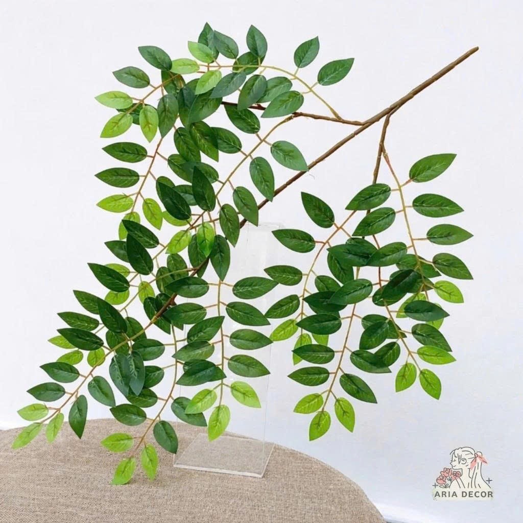 Cành Lá Khế Giả Trang Trí dài 60cm gồm 3 nhánh Trang Trí Làm Cây Giả, Tiểu cảnh, Quán Cafe – Lớp học - Studio