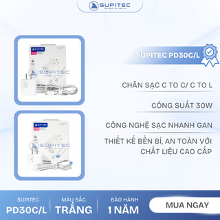Bộ sạc nhanh (C to C/ C to L) GaN 30W Supitec PD30C - PD30L