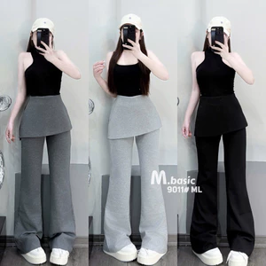 Quần Dài Nữ Dáng Micro Slim Ống Loe Thiết Kế Giả Váy Chất Cotton Mịn Mát Q.Zhau Siêu Đẹp Hot Trend - SANA CLOSET #9011