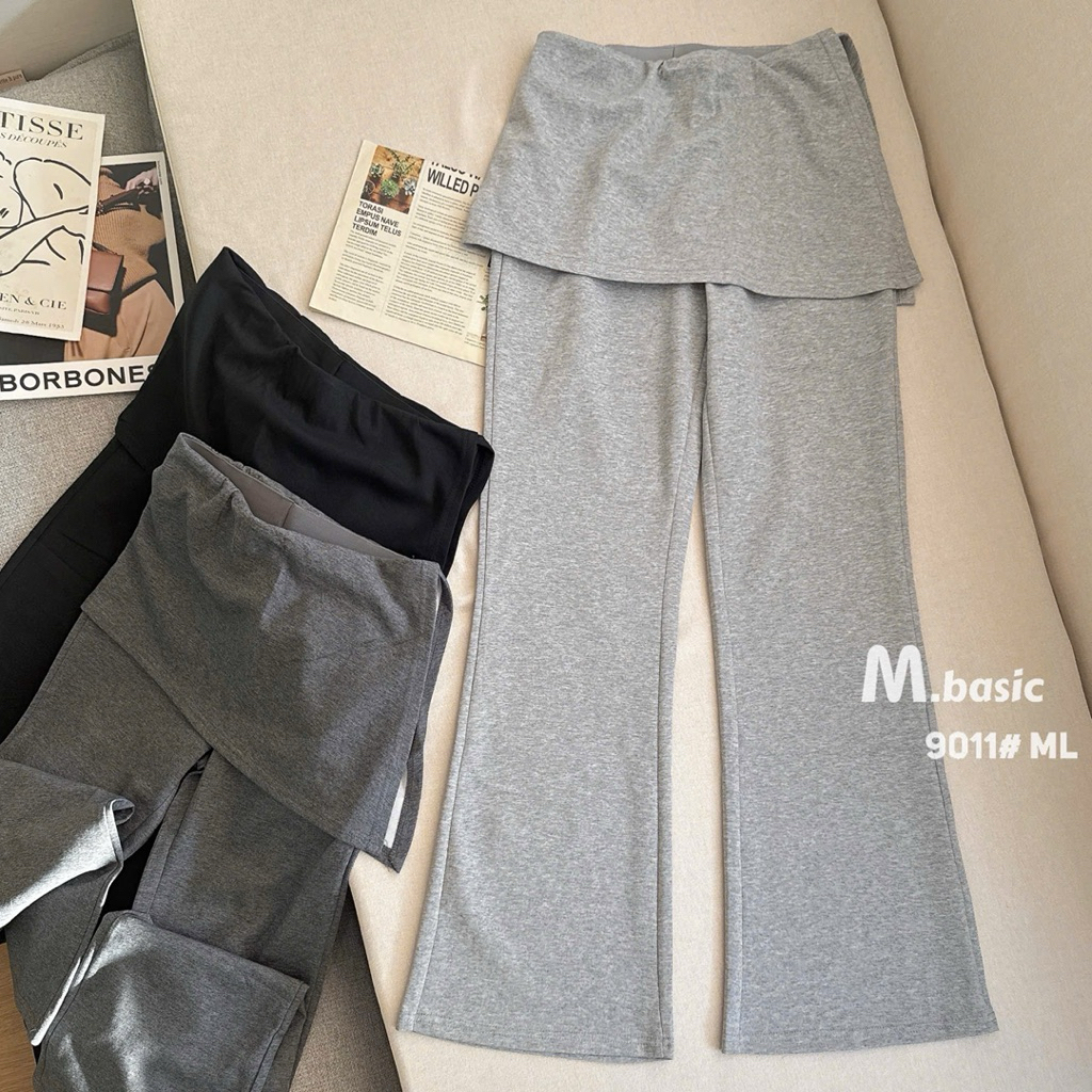 Quần Dài Nữ Dáng Micro Slim Ống Loe Thiết Kế Giả Váy Chất Cotton Mịn Mát Q.Zhau Siêu Đẹp Hot Trend - SANA CLOSET #9011