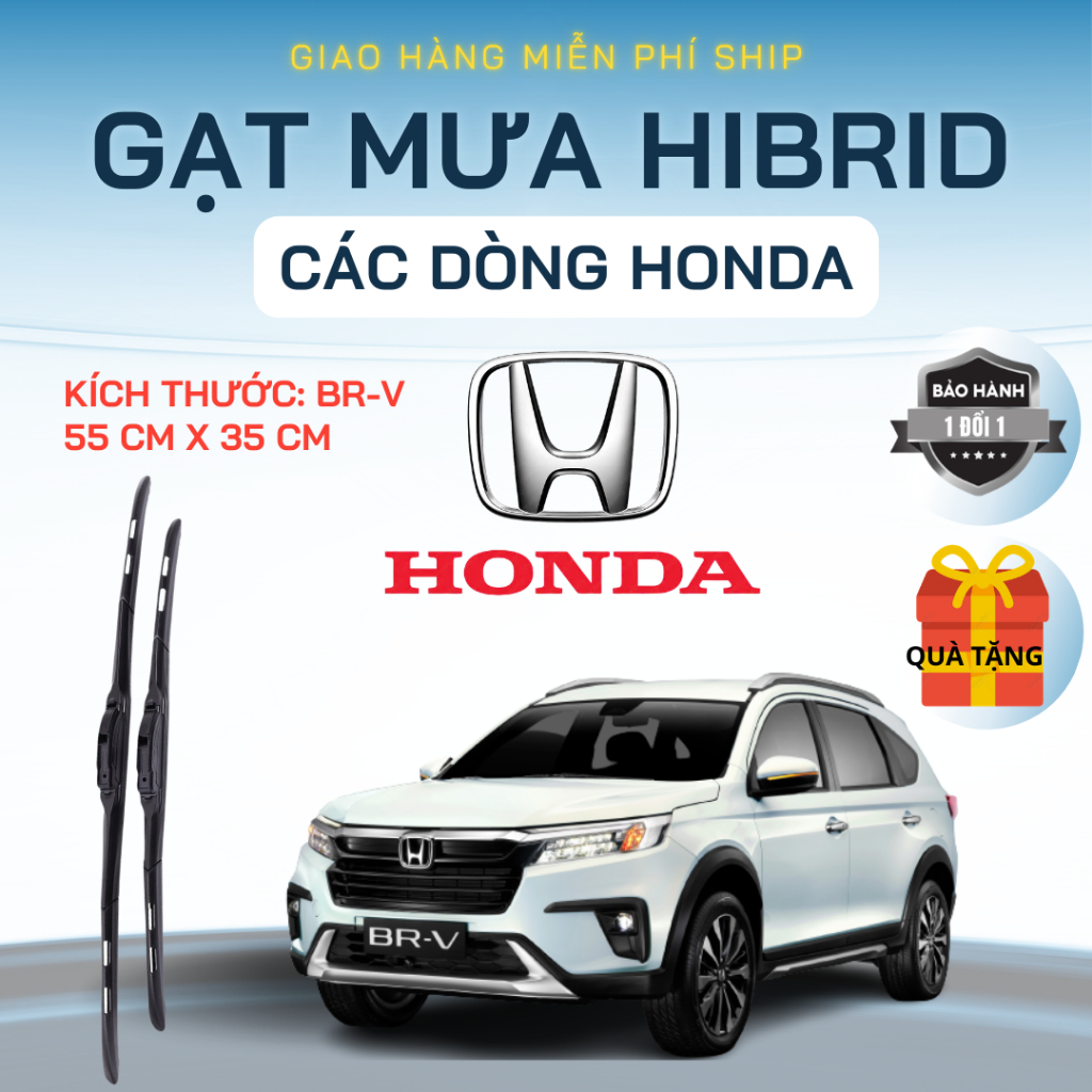 Gạt Mưa Ô Tô HONDA BR-V, CIVIC, CITY, CRV, HRV, ACCORD, BRIO... Lưỡi Silicon NANO Gạt Sạch Êm.HD3K