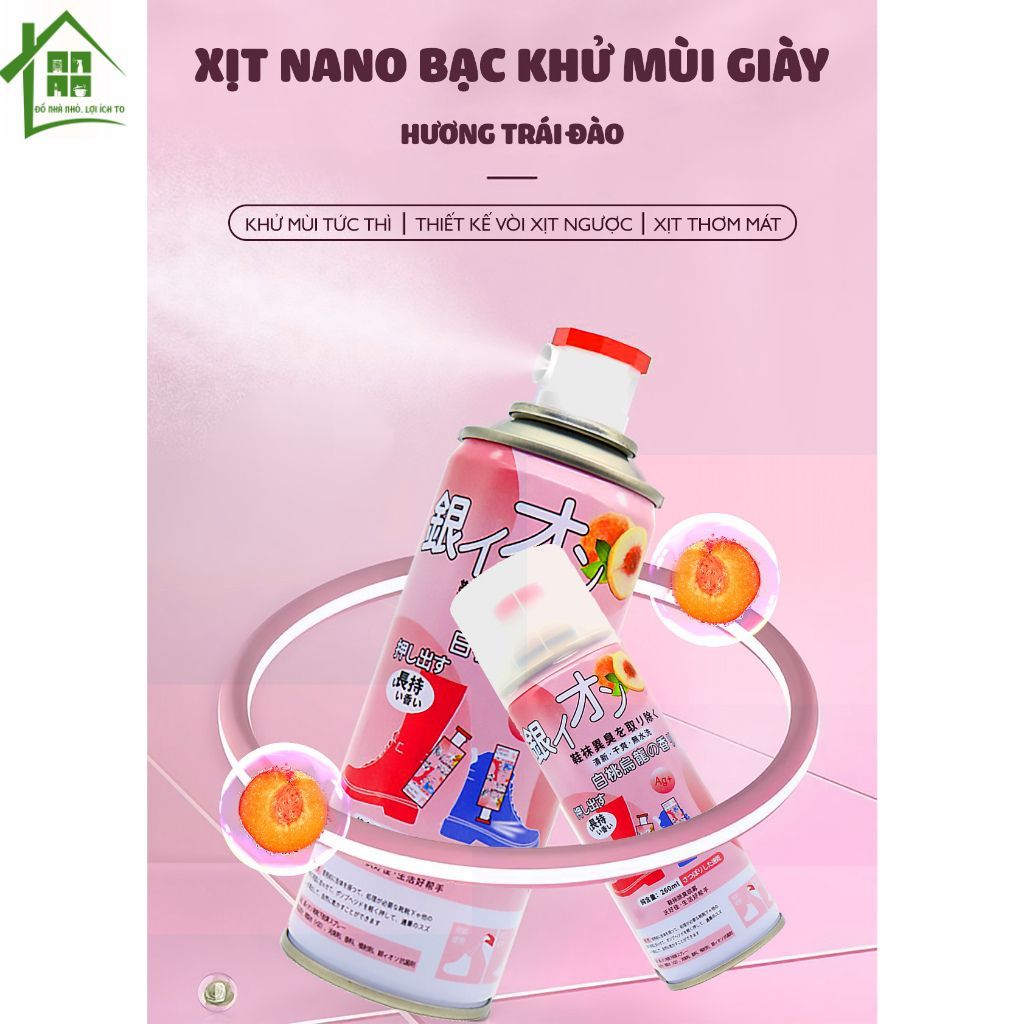 Chai xịt khử mùi giày dép Nano Bạc diệt khuẩn cho nam nữ, bình sịt hết mùi hôi chân, tất, vớ.