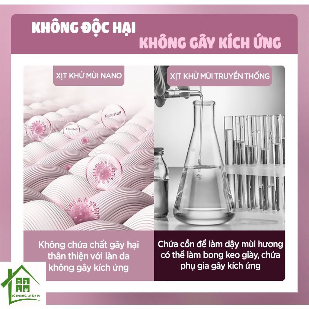 Chai xịt khử mùi giày dép Nano Bạc diệt khuẩn cho nam nữ, bình sịt hết mùi hôi chân, tất, vớ.