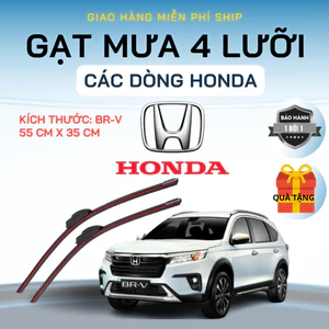 Gạt Mưa Ô Tô HONDA BRV, BRIO, JAZZ, CIVIC, CITY, CRV, HRV...Silicon 4 Lưỡi Gạt Sạch Êm. 4L