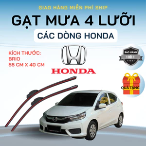Gạt Mưa Ô Tô HONDA BRIO, CITY, CIVIC, CRV, HRV, BRV, JAZZ ...Silicon 4 Lưỡi Gạt Sạch Êm. 4L