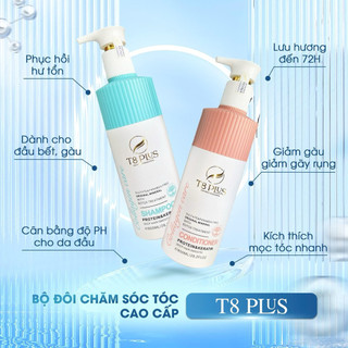 Gội Xả T8 Plus Keratin Protein Phục Hồi Tóc Hư Tổn, Giảm Gàu, Mềm Mượt, Kích Thích Mọc Tóc