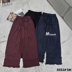 Quần Dài Nữ Dáng Suông Gấu Phối Bèo Nữ Tính Chất Đũi Lụa Mềm Đẹp Cạp Cao Siêu Tôn Dáng #8553