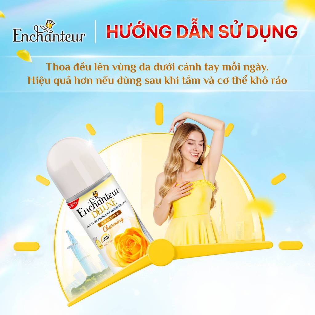 [TẶNG LĂN 40ML] Lăn Khử Mùi Enchanteur Deluxe/White Hương Nước Hoa Pháp 50ml