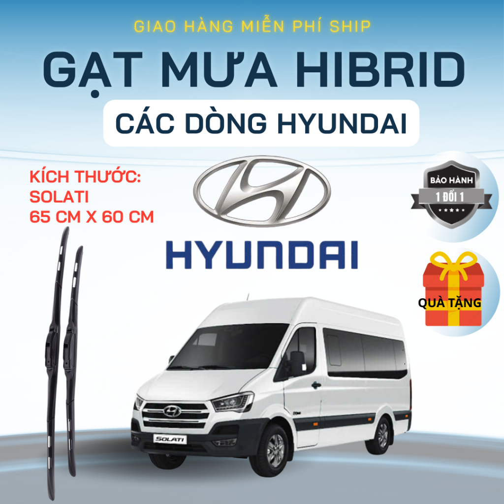 Gạt Mưa Ô Tô HYUNDAI SOLATI, KONA, ACCENT, SANTAFE, TUCSON, ELANTRA Lưỡi Silicon NANO Gạt Sạch Êm.3K