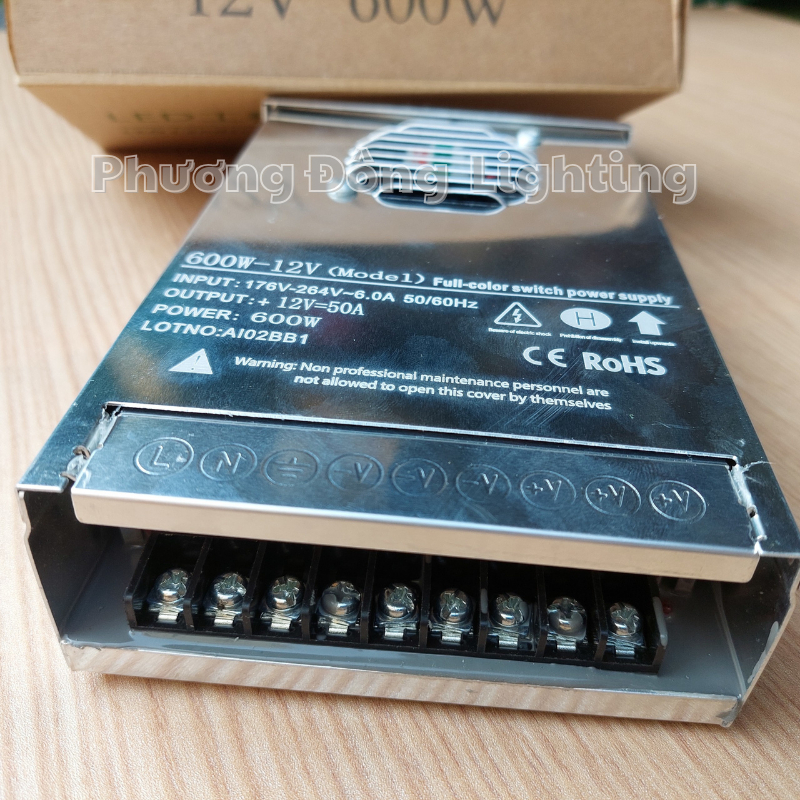 Nguồn Tổ Ong 12V - 50A  600W Chống Nước Ngoài Trời – Nguồn LED, Camera, Biển Quảng Cáo, Nguồn Tổng Công Suất Lớn