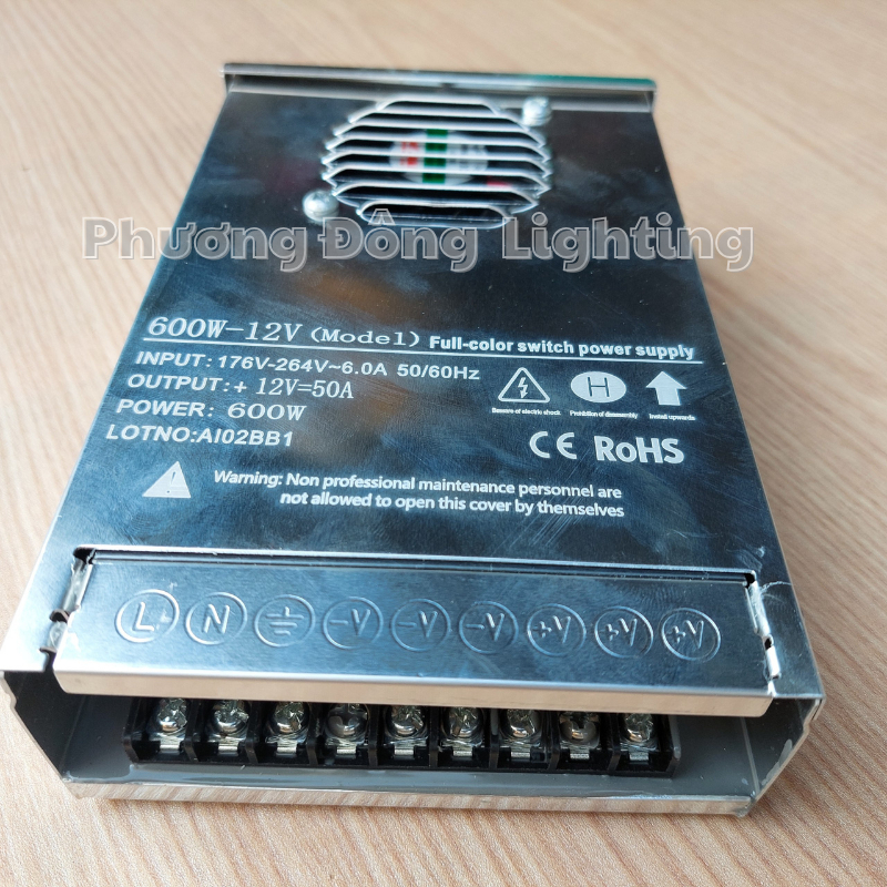 Nguồn Tổ Ong 12V - 50A  600W Chống Nước Ngoài Trời – Nguồn LED, Camera, Biển Quảng Cáo, Nguồn Tổng Công Suất Lớn