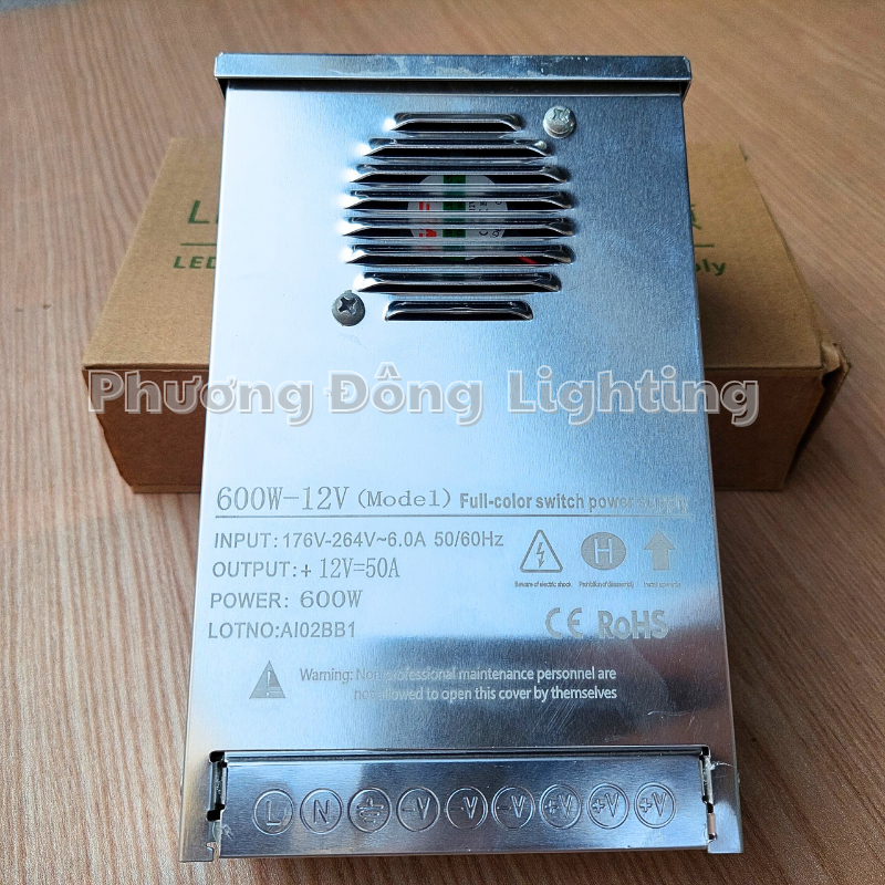 Nguồn Tổ Ong 12V - 50A  600W Chống Nước Ngoài Trời – Nguồn LED, Camera, Biển Quảng Cáo, Nguồn Tổng Công Suất Lớn