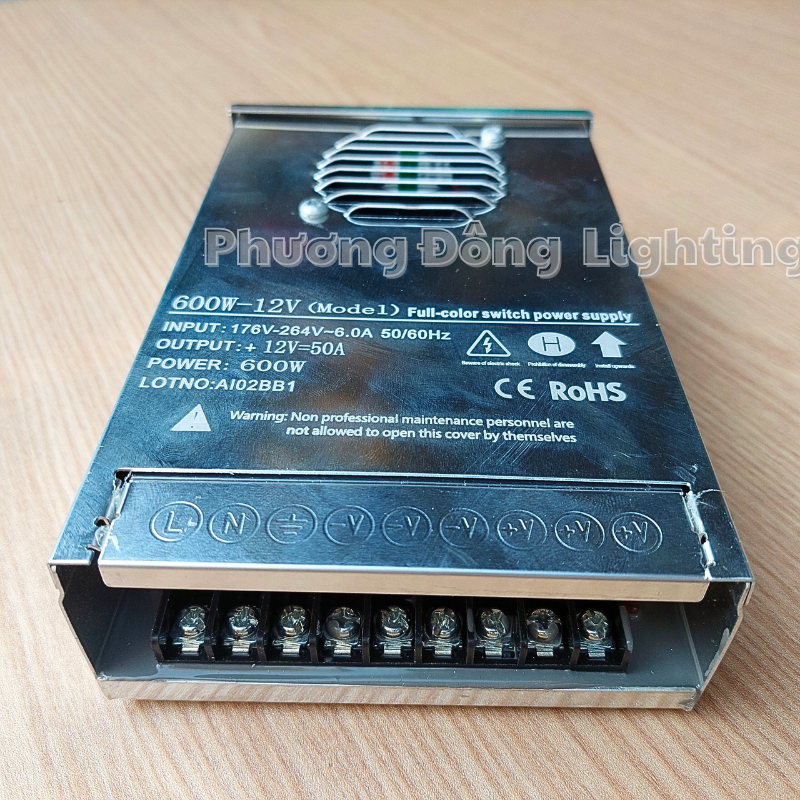 Nguồn Tổ Ong 12V - 50A  600W Chống Nước Ngoài Trời – Nguồn LED, Camera, Biển Quảng Cáo, Nguồn Tổng Công Suất Lớn