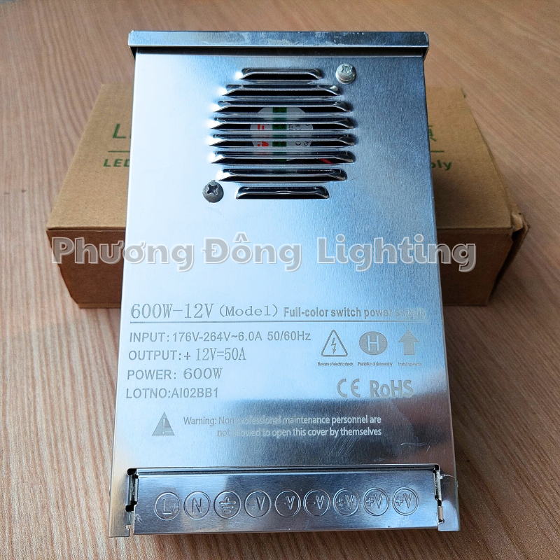 Nguồn Tổ Ong 12V - 50A  600W Chống Nước Ngoài Trời – Nguồn LED, Camera, Biển Quảng Cáo, Nguồn Tổng Công Suất Lớn