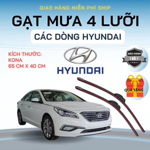 Gạt Mưa Ô Tô HYUNDAI KONA, ACCENT, SANTAFE, i10, TUCSON, CRETA ELANTRA Silicon 4 Lưỡi Gạt Sạch Êm.4L