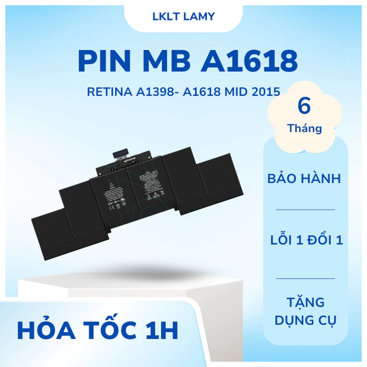 Pin Dùng Cho Laptop Táo Pro 15" Retina A1398- A1618 Mid 2015 Laptop A1618 Laptop Pro 15" inch A1398 Mid 2015