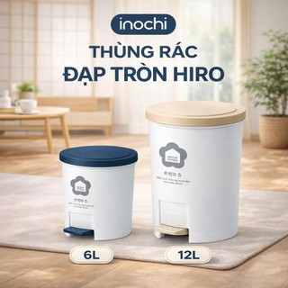 Thùng rác đạp tròn Inochi - Hiro 6L/12L (Nhiều màu, kèm ruột)
