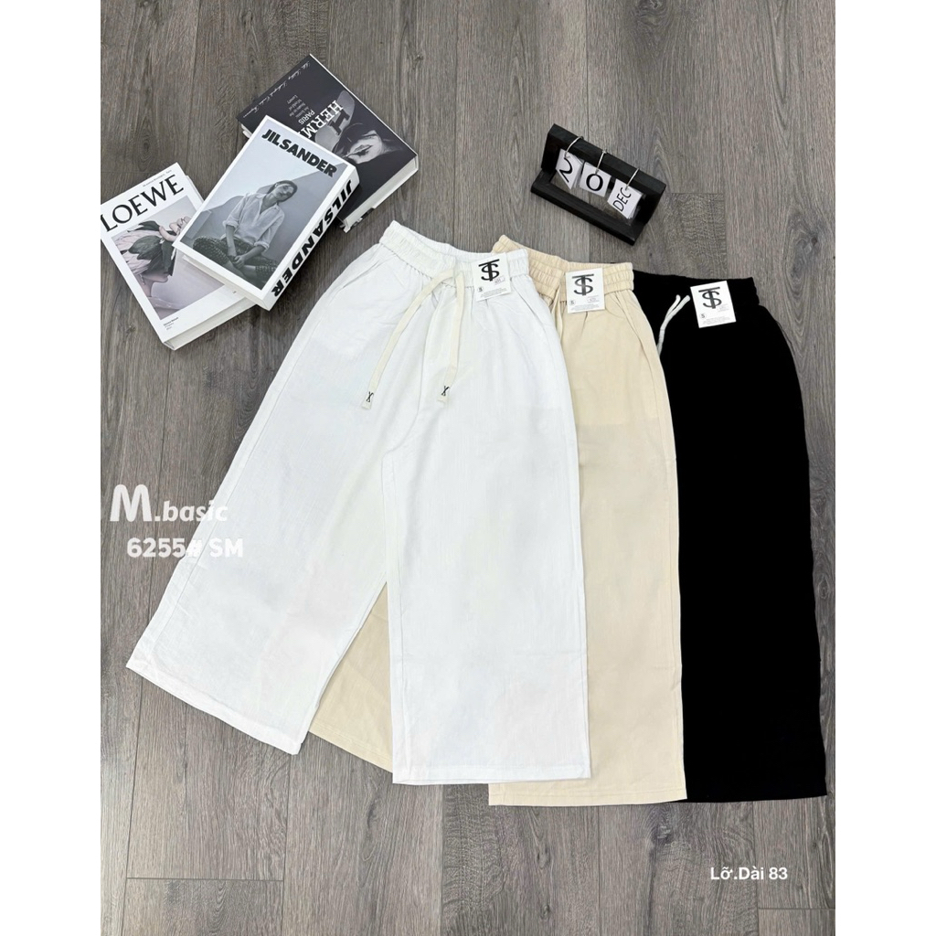 Quần Đũi Nữ Dáng Suông Lửng, Quần Ống Rộng Nữ Chất Đũi Mềm Mát Cạp Cao Hack Dáng | SANA CLOSET #6255
