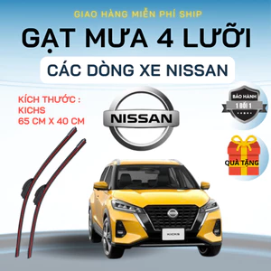Gạt Mưa Ô Tô NISSAN KICHS, X-TRAIL, NAVARA, ALMERA, SUNNY,TEANA,LIVINA Silicon 4 Lưỡi Gạt Sạch Êm.4L
