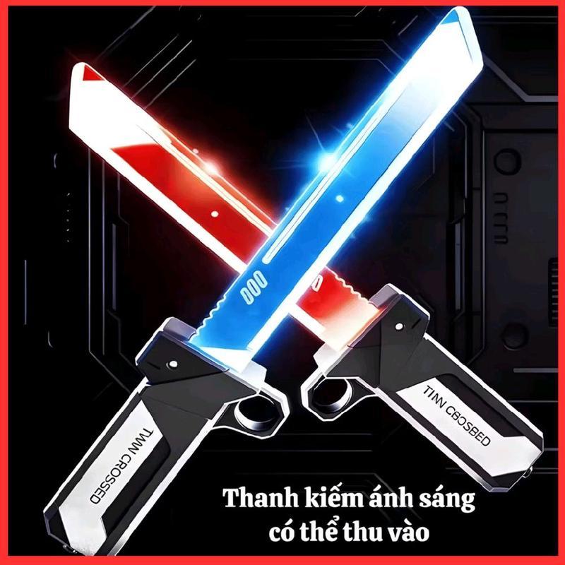 Bộ 2 kiếm ánh sáng LED thu gọn cho bé – Đồ chơi phát sáng ghép nối kiếm đôi