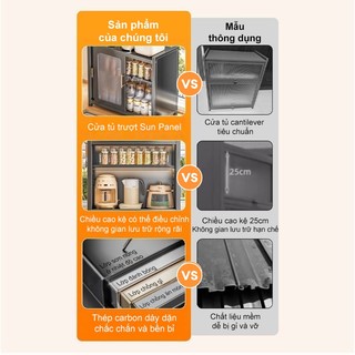 Tủ bếp cửa trượt thông minh đa năng Tiết kiệm không gian Chịu lực tốt Dễ sử dụng Phù hợp nhà bếp nhỏ & căn hộ