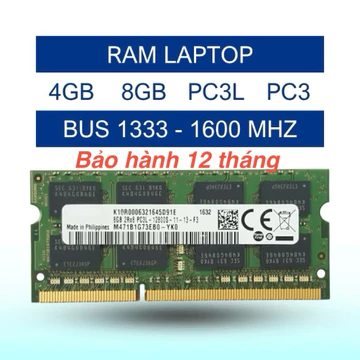 Ram LAPTOP 8GB DDR3 DDR3L bus 1600Mhz 1333Mhz Memory Ram PC3 PC3L laptop - Bảo hành 12 tháng