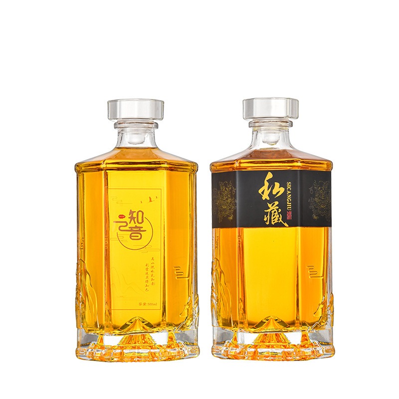 Chai thủy tinh dung tích 500ml lục giác đáy núi cao cấp sang trọng CLG500