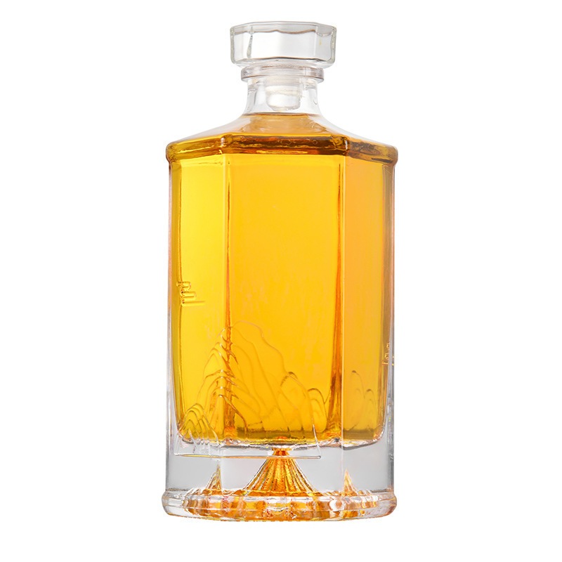 Chai thủy tinh dung tích 500ml lục giác đáy núi cao cấp sang trọng CLG500