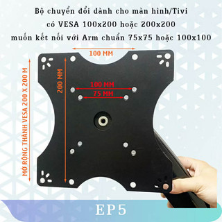 PAD VESA - EP5 - Bộ mở rộng VESA 20x20cm 200x200mm - VESA Adapter - Dành cho màn hình có lỗ ốc 20cm - Bộ Kit VESA
