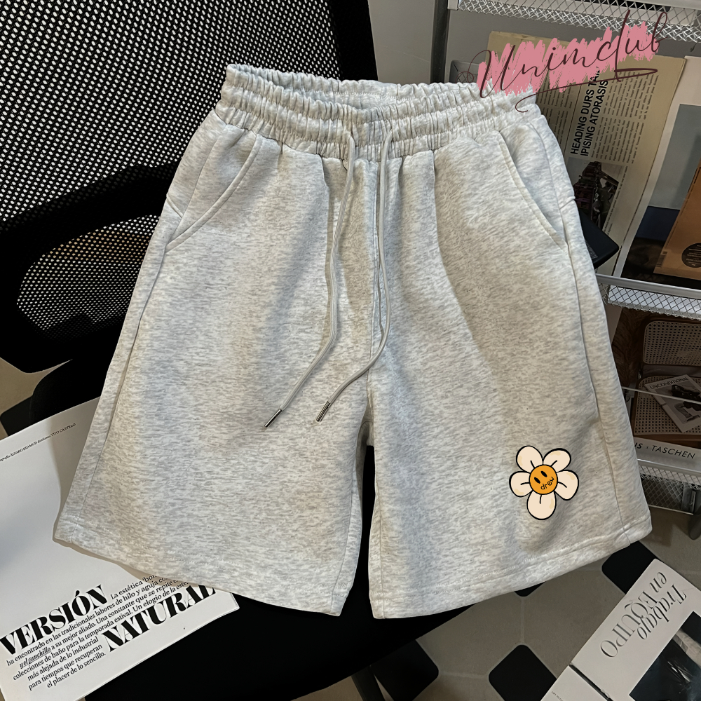 Quần Short Unisex Mặt Cười Mới Vải Cotton Da Cá Cao Cấp Nam Nữ - QSDR3W