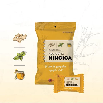 Kẹo gừng Ningica Nam Dược giảm say xe, huyết áp thấp, nhiễm lạnh (Gói 10 viên)