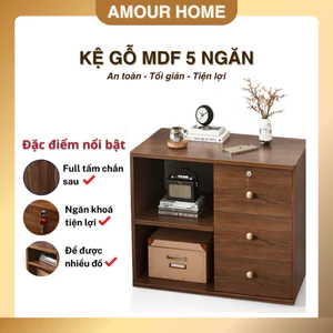 Tủ Để Đầu Giường 5 Ngăn Gỗ MDF Cao Cấp - Tab Đầu Giường Sang Trọng Bề Mặt Phủ Melamine Chống Ẩm Mốc