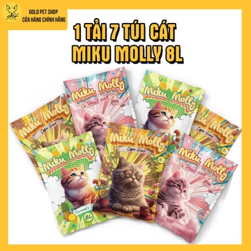 1 TẢI CÁT 7 TÚI 8L Cát vệ sinh cho mèo Miku Molly - cát vệ sinh đất cho mèo khử mùi, vón cục tốt