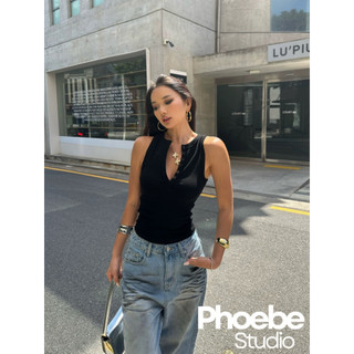 Áo Ba Lỗ Cổ Trụ Viền Nút - Phoebe Studio [AO00193]