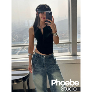 Áo Ba Lỗ Cổ Trụ Viền Nút - Phoebe Studio [AO00193]