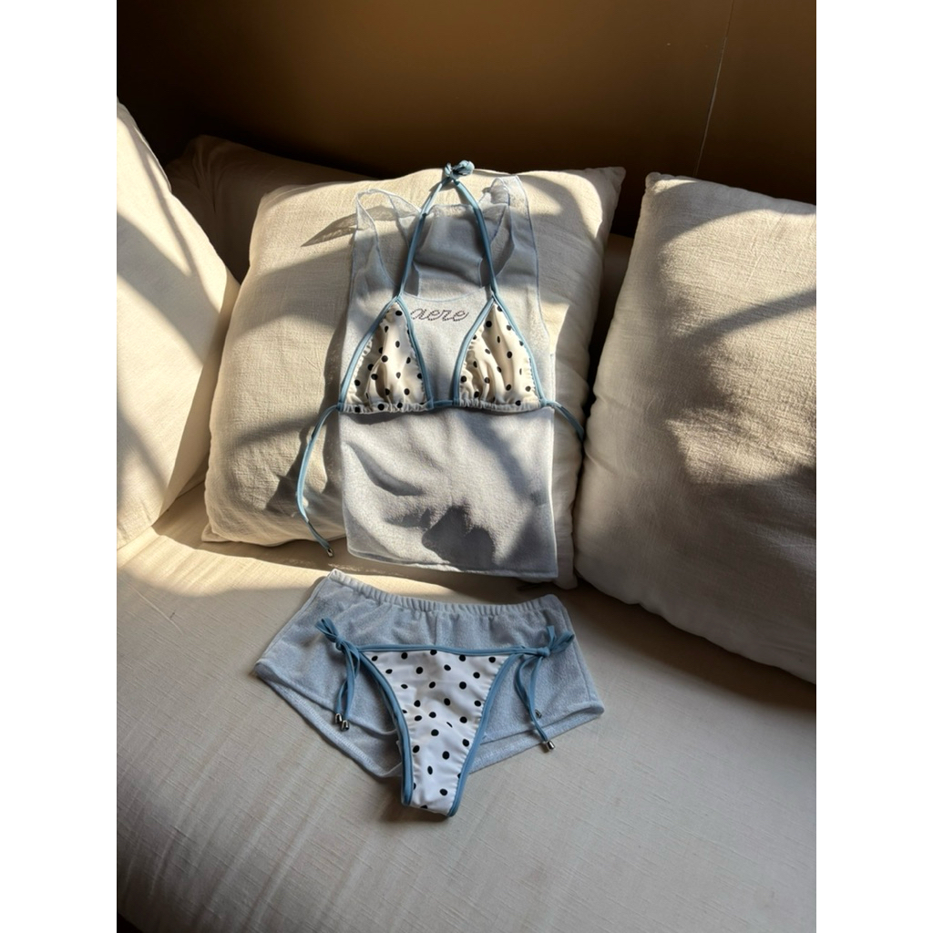 AERE Poka Dot Bikini set đồ bơi hai mảnh chấm bi