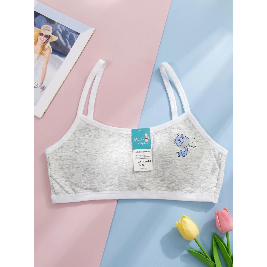 áo lá học sinh 2 dây cho bé gái cấp 1 cấp 2, chất liệu Cotton 30-50kg mặt trước có lót trần bông mỏng, may cố định 1024.
