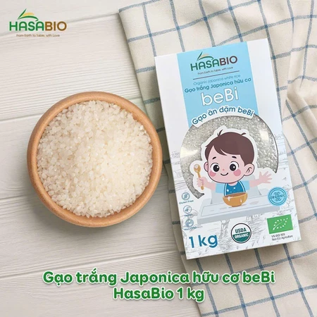 Gạo trắng hữu cơ JAPONICA HASABIO 1kg (Gạo ăn dặm cho bé) - Nhà hữu cơ