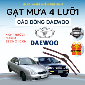 Gạt Mưa Ô Tô DAEWOO NUBIRA, MATIZ, LEGANZA, LACETI, GENTRA, LANOS, MATI , Silicon 4 Lưỡi Gạt Sạch Êm