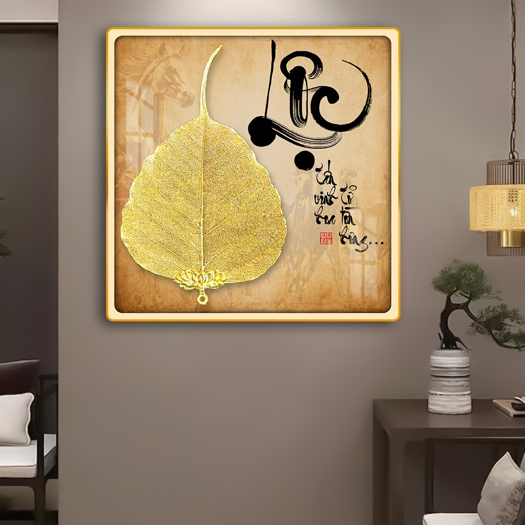 Tranh Treo Decor "LÁ BỒ ĐỀ THƯ PHÁP " Tranh Decor - Tranh Treo Phòng khách, Tranh Treo phòng ngủ, Tranh tráng gương
