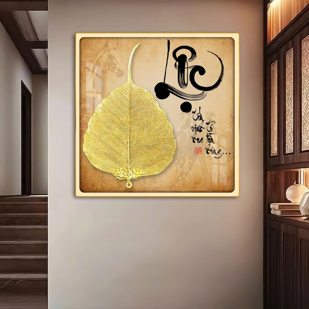 Tranh Treo Decor "LÁ BỒ ĐỀ THƯ PHÁP " Tranh Decor - Tranh Treo Phòng khách, Tranh Treo phòng ngủ, Tranh tráng gương