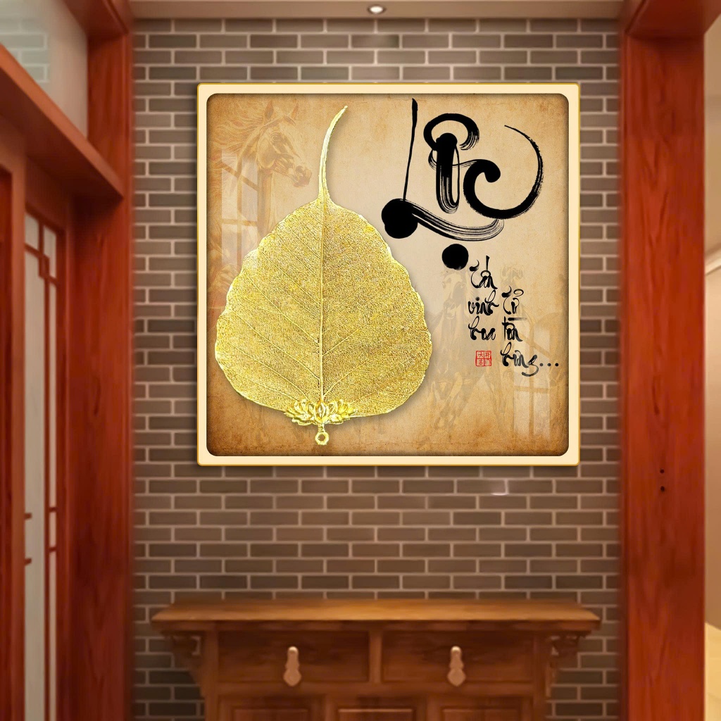 Tranh Treo Decor "LÁ BỒ ĐỀ THƯ PHÁP " Tranh Decor - Tranh Treo Phòng khách, Tranh Treo phòng ngủ, Tranh tráng gương