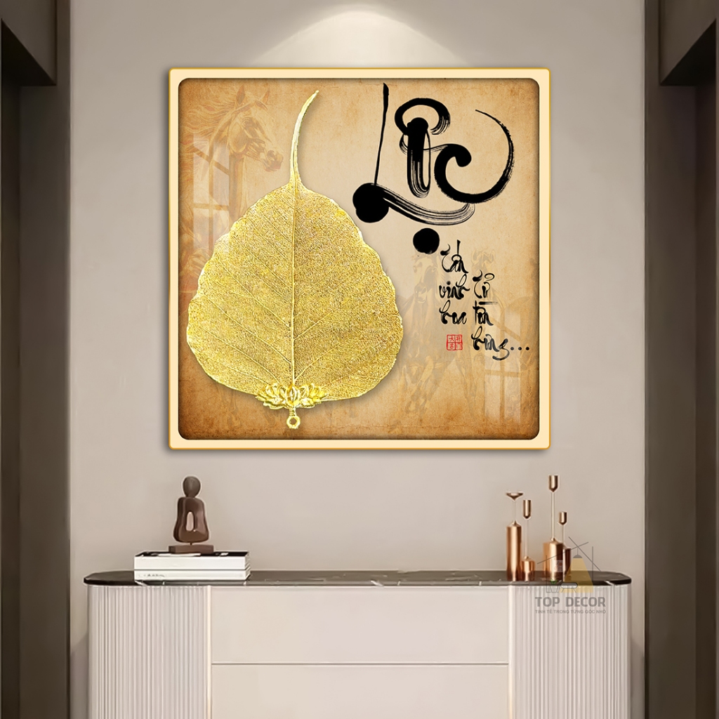 Tranh Treo Decor "LÁ BỒ ĐỀ THƯ PHÁP " Tranh Decor - Tranh Treo Phòng khách, Tranh Treo phòng ngủ, Tranh tráng gương