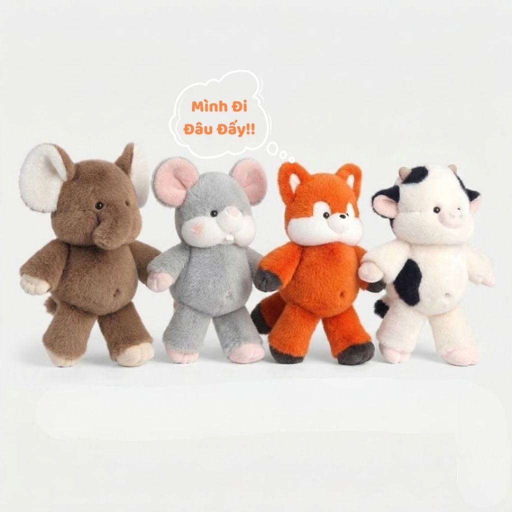 Gấu Bông Chạy Bộ Cáo,Bò Sữa,Chuột,Voi Siêu Cấp Đáng Yêu, Thú Nhồi Bông Con Vật Lông Mềm Mại Làm Quà Tặng Cho Bé