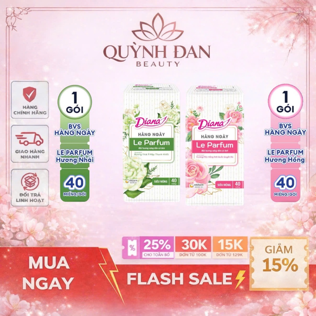 [MỚI RA MẮT] Băng vệ sinh Diana hằng ngày Le Parfum hương nhài Ả Rập thanh khiết 40 miếng