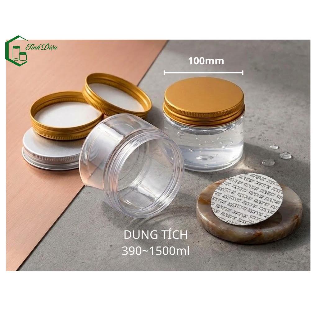 Combo 25 Hũ Nhựa PET Phi 100 Nắp Vặn Kèm Seal - Hũ Đựng Snack, Ngũ Cốc, Thực Phẩm - Tặng 1 Chai Tim