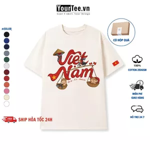 Áo Thun Việt Nam Gấu Xích Lô Chất Liệu Cotton 100% Siêu Đẹp YTVN2601