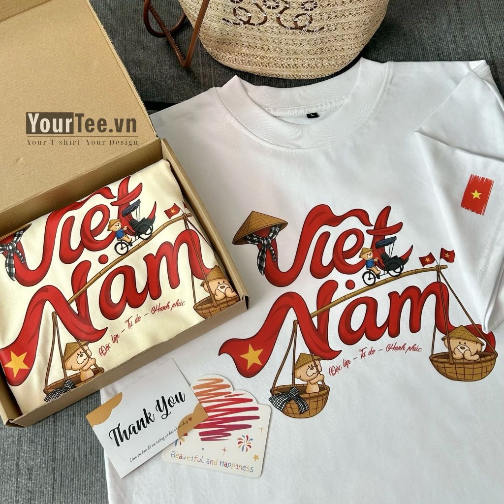 [ÁO THUN VIỆT NAM] Áo Thun Việt Nam Gấu Xích Lô Chất Liệu Cotton 100% Siêu Đẹp YTVN2601