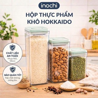 Combo Hộp Đựng Thực Phẩm Khô Inochi - Hokkaido: 500ml/1000ml/1400ml/2100ml, Nhựa PP, An Toàn